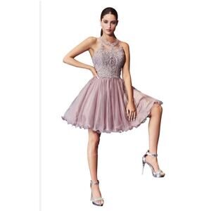Short ForyouDress‎ with Gray Applique for Homecoming Prom Birthday Dama Party